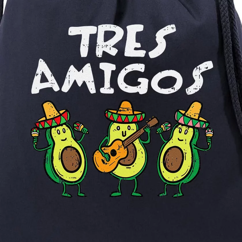 Tres Amigos Avocados Guac Cinco De Mayo Fiesta Mexican Vegan Drawstring Bag