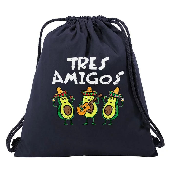 Tres Amigos Avocados Guac Cinco De Mayo Fiesta Mexican Vegan Drawstring Bag