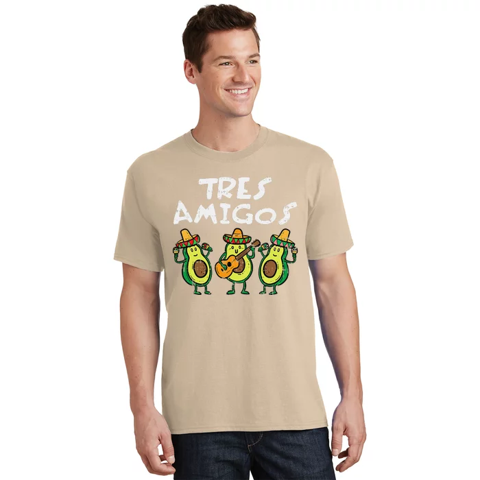 Tres Amigos Avocados Guac Cinco De Mayo Fiesta Mexican Vegan T-Shirt