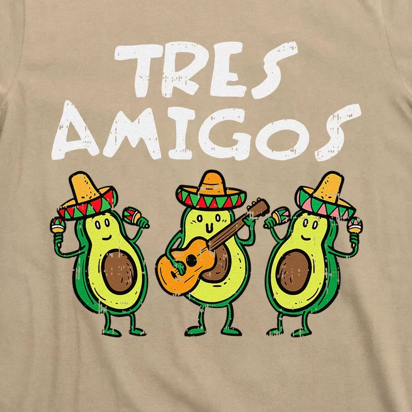 Tres Amigos Avocados Guac Cinco De Mayo Fiesta Mexican Vegan T-Shirt