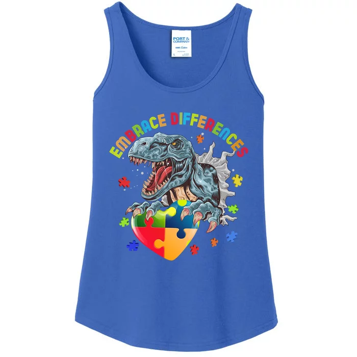 Trex Autism Awareness Dinosaur Autism Funny Gift Ladies Essential Tank