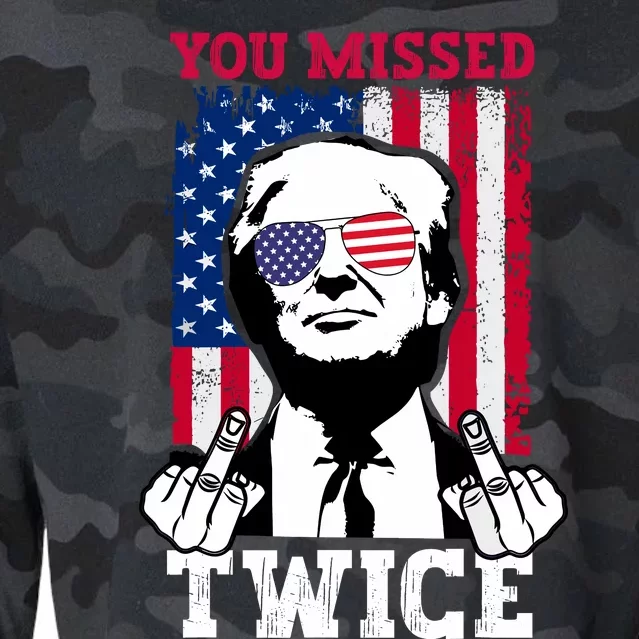 Trump Assassination Attempt Trump 2024 You Missed Twice Cropped Pullover Crew