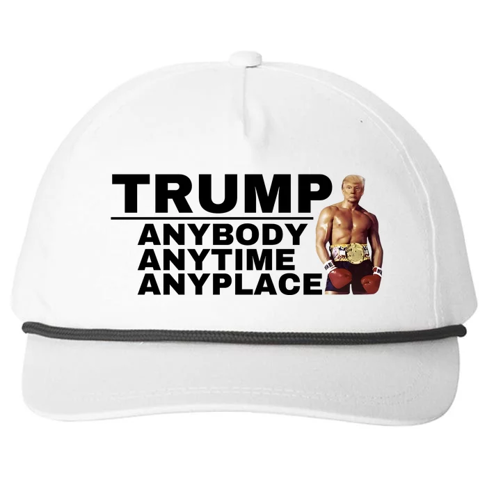 Trump Anybody Anytime Anyplace Trump 2024 Snapback Five-Panel Rope Hat