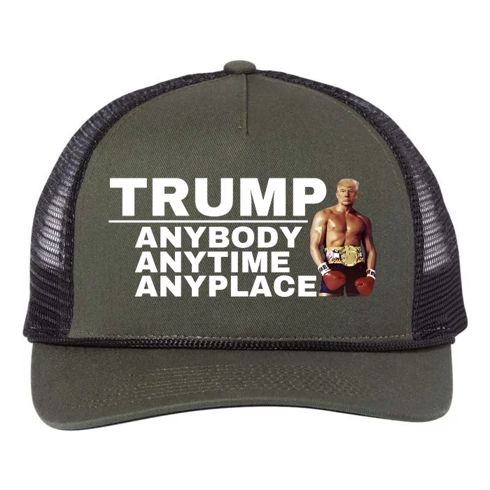 Trump Anybody Anytime Anyplace Trump 2024 Retro Rope Trucker Hat Cap