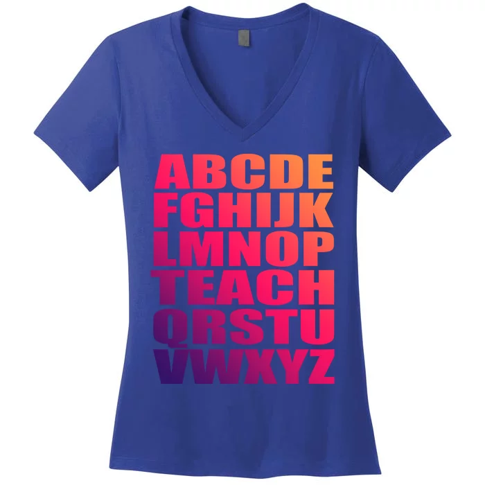 Teacher Alphabet Abcs Learning Agiftz Cute Gift Women's V-Neck T-Shirt