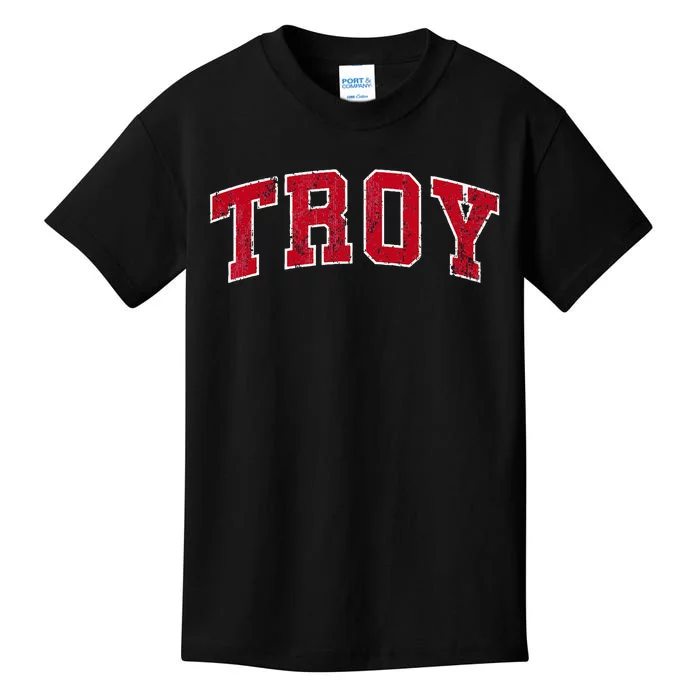 Troy Alabama Al Vintage Sports Design Red Design Kids T-Shirt