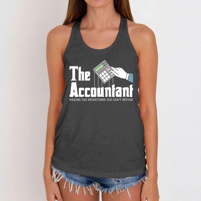 The Accountant Auditor Bookkeeper Bookkeeping Taxation Women's Knotted Racerback Tank