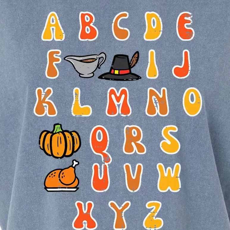 Thanksgiving ABC Alphabet Turkey Day Fall Teacher Garment-Dyed Women's Muscle Tee