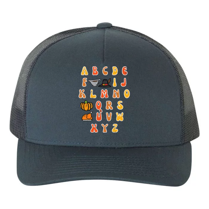 Thanksgiving ABC Alphabet Turkey Day Fall Teacher Yupoong Adult 5-Panel Trucker Hat