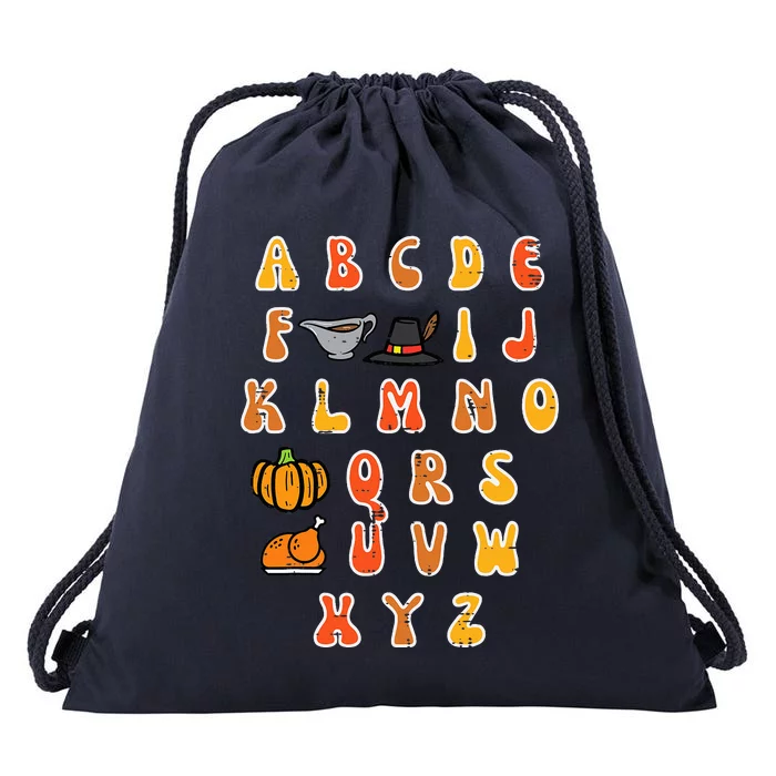 Thanksgiving ABC Alphabet Turkey Day Fall Teacher Drawstring Bag