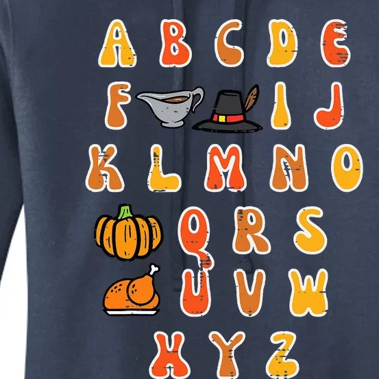 Thanksgiving ABC Alphabet Turkey Day Fall Teacher Women's Pullover Hoodie