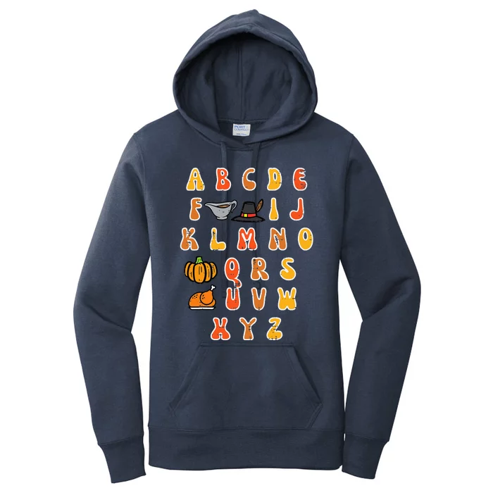 Thanksgiving ABC Alphabet Turkey Day Fall Teacher Women's Pullover Hoodie