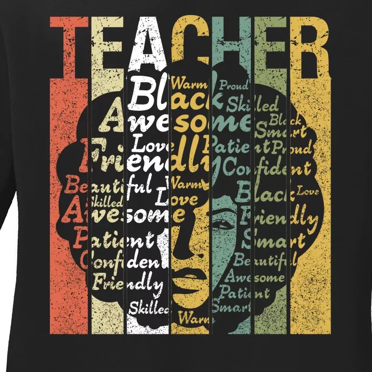 Teacher Africa Afro Women Black History Month Teachers Gift Ladies Long Sleeve Shirt