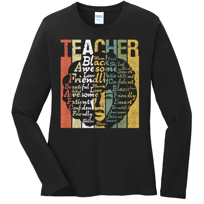 Teacher Africa Afro Women Black History Month Teachers Gift Ladies Long Sleeve Shirt