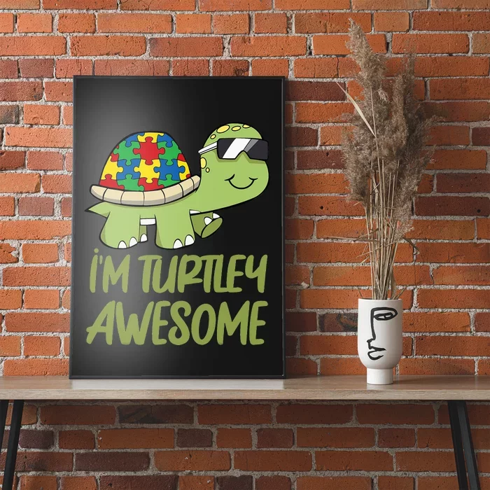 Turtle Awesome Autism Awareness Puzzle Piece Poster