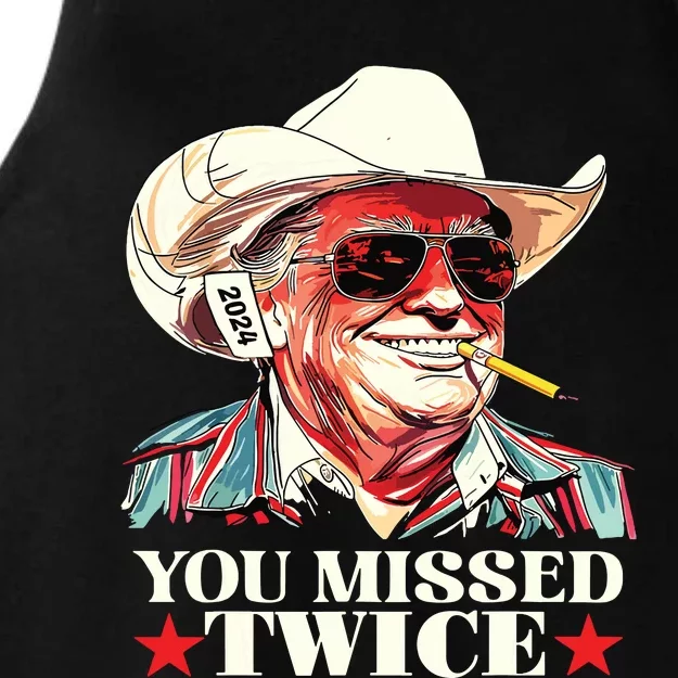 Trump Assassination Attempt Trump 2024 You Missed Twice Ladies Tri-Blend Wicking Tank