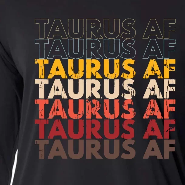 Taurus AF Apparel For Men And Women Funny Zodiac Sign Gift Cooling Performance Long Sleeve Crew