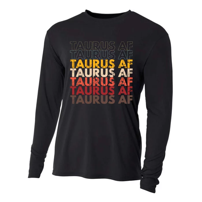 Taurus AF Apparel For Men And Women Funny Zodiac Sign Gift Cooling Performance Long Sleeve Crew