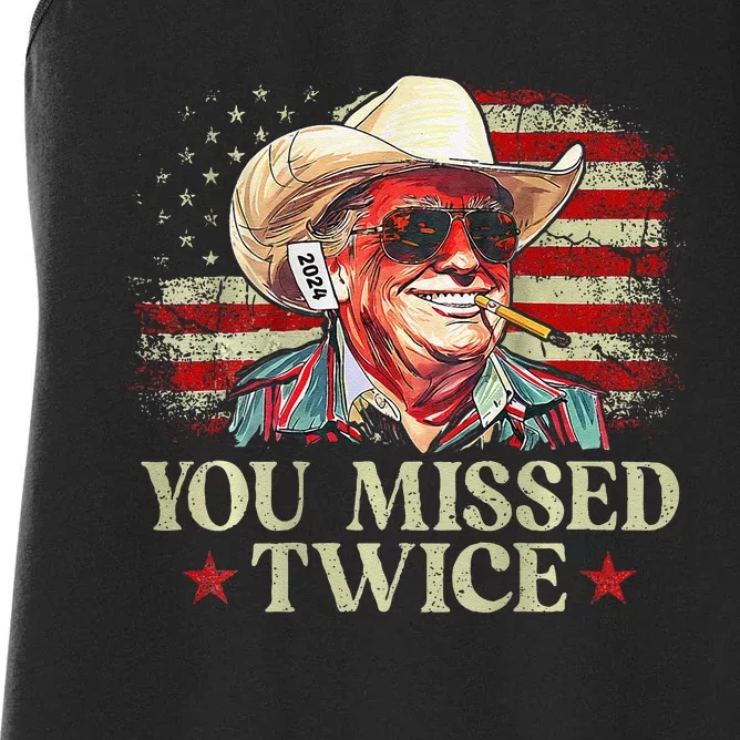 Trump Assassination Attempt You Missed Twice Women's Racerback Tank