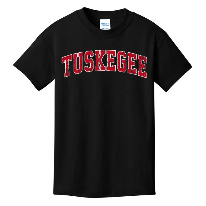 Tuskegee Alabama Al Vintage Sports Design Red Design Kids T-Shirt