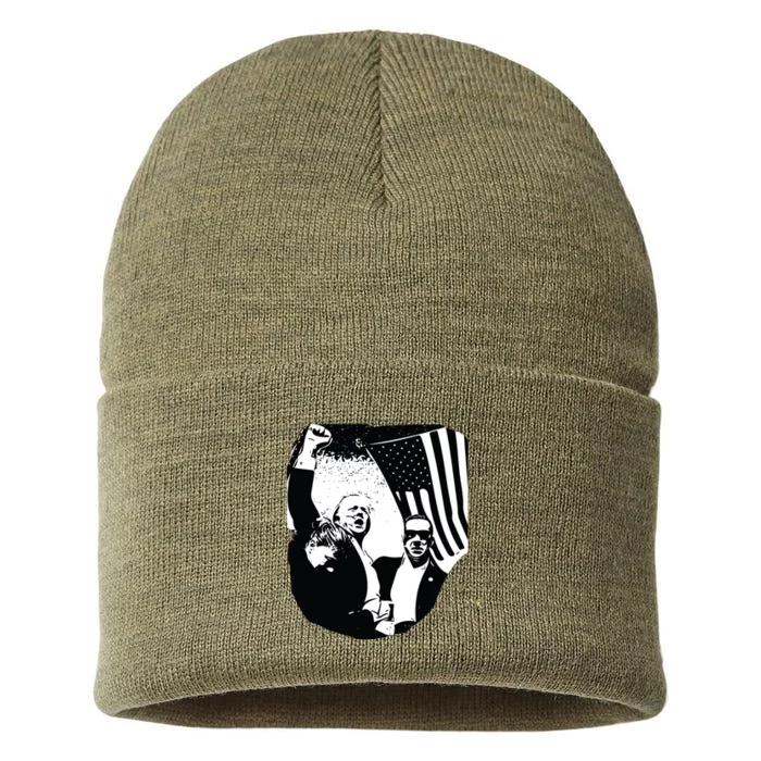 Trump Assassination Attempt Photo 2024 Sustainable Knit Beanie