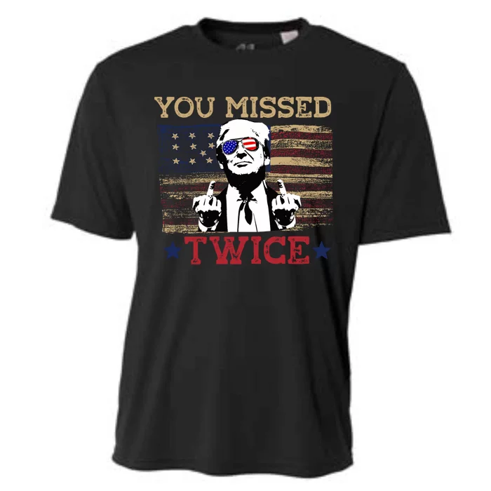 Trump Assassination Attempt American Flag You Missed Twice Cooling Performance Crew T-Shirt