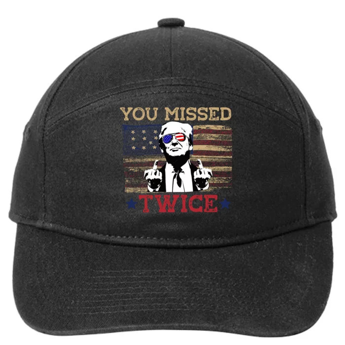 Trump Assassination Attempt American Flag You Missed Twice 7-Panel Snapback Hat