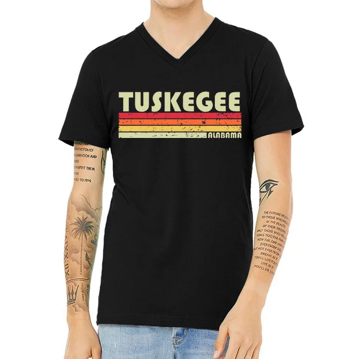 Tuskegee Al Alabama Funny City Home Roots Gift Retro 70s 80s V-Neck T-Shirt