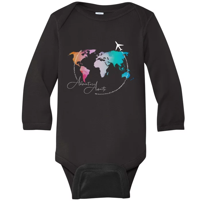 Traveler Adventure Artist Travel Lover Baby Long Sleeve Bodysuit