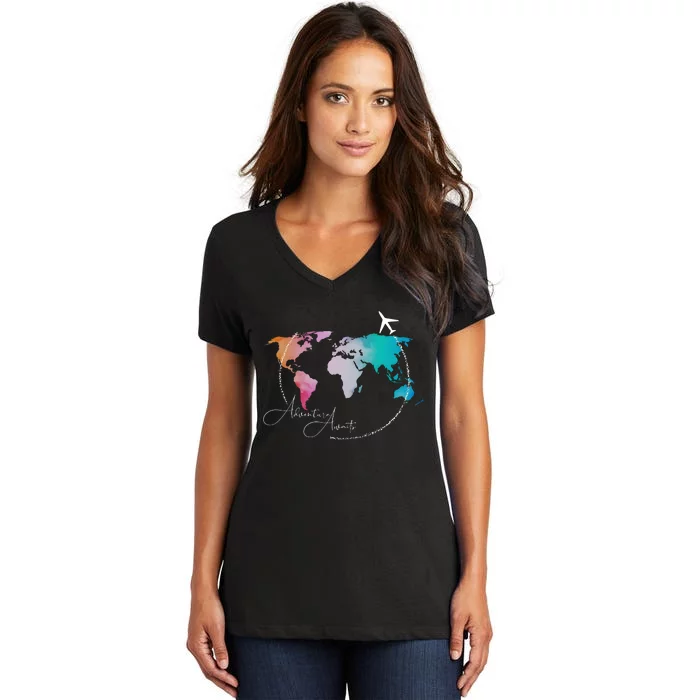 Traveler Adventure Artist Travel Lover Women's V-Neck T-Shirt