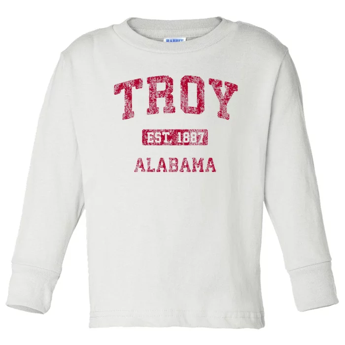 Troy Alabama Al Vintage Athletic Sports Design Toddler Long Sleeve Shirt