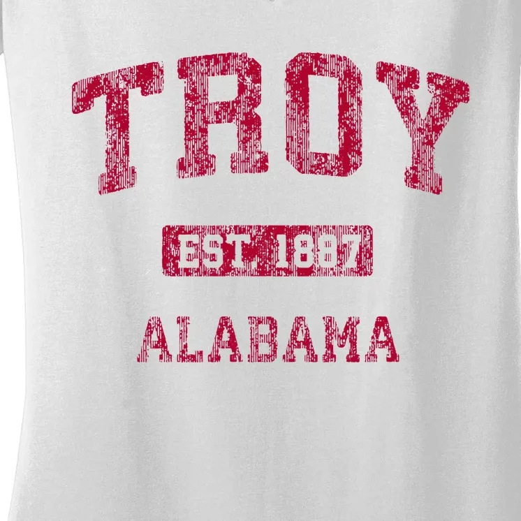 Troy Alabama Al Vintage Athletic Sports Design Women's V-Neck T-Shirt