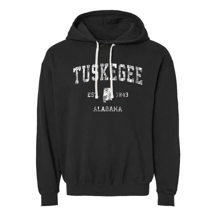 Tuskegee Alabama Al Vintage Athletic Sports Design Garment-Dyed Fleece Hoodie