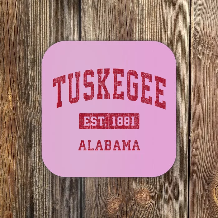 Tuskegee Alabama Al Vintage Athletic Red Sports Design Coaster