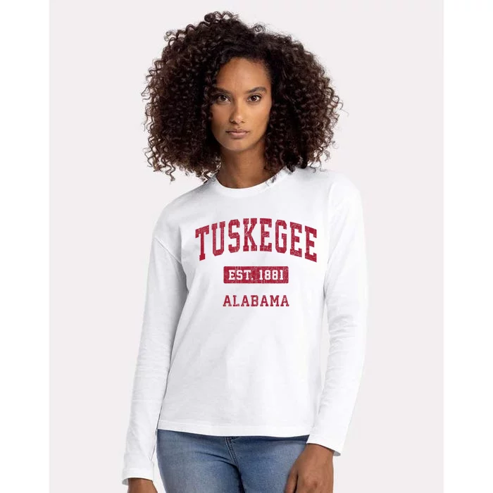 Tuskegee Alabama Al Vintage Athletic Red Sports Design Womens Cotton Relaxed Long Sleeve T-Shirt