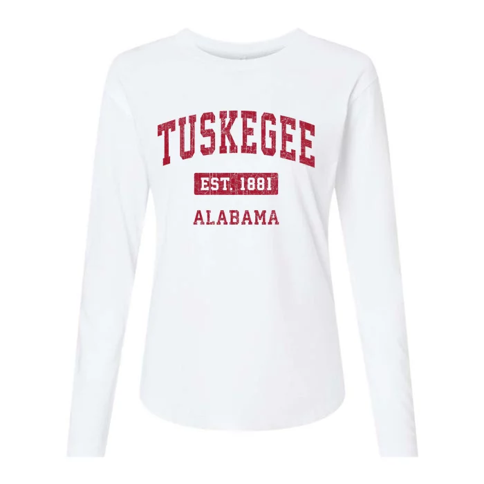 Tuskegee Alabama Al Vintage Athletic Red Sports Design Womens Cotton Relaxed Long Sleeve T-Shirt