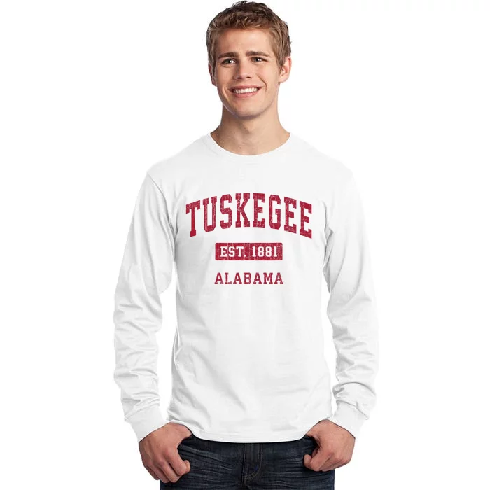 Tuskegee Alabama Al Vintage Athletic Red Sports Design Tall Long Sleeve T-Shirt