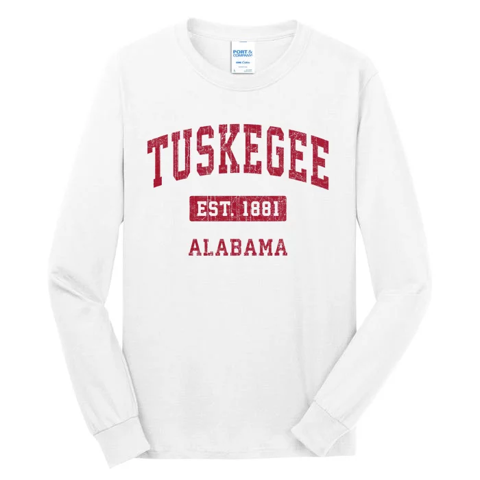 Tuskegee Alabama Al Vintage Athletic Red Sports Design Tall Long Sleeve T-Shirt