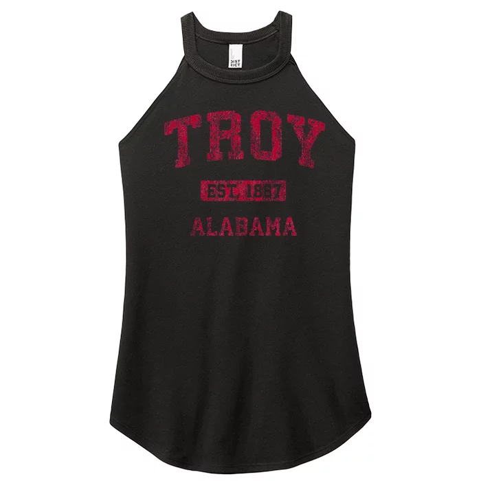 Troy Alabama Al Vintage Athletic Sports Design Women’s Perfect Tri Rocker Tank