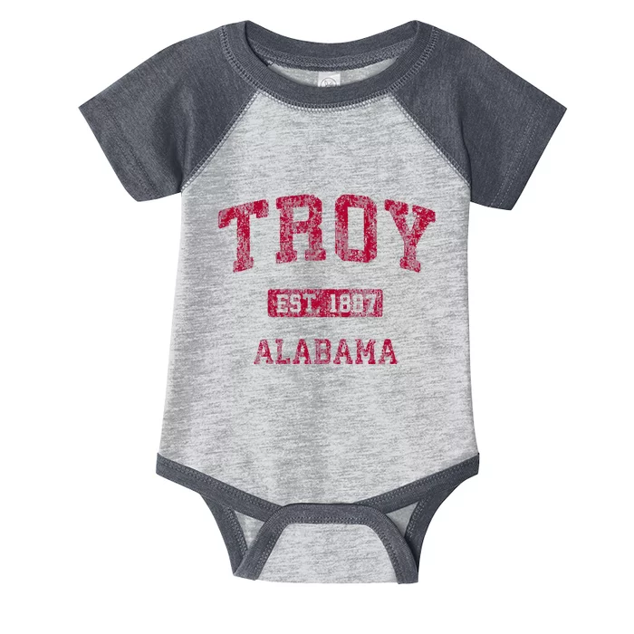 Troy Alabama Al Vintage Athletic Sports Design Infant Baby Jersey Bodysuit