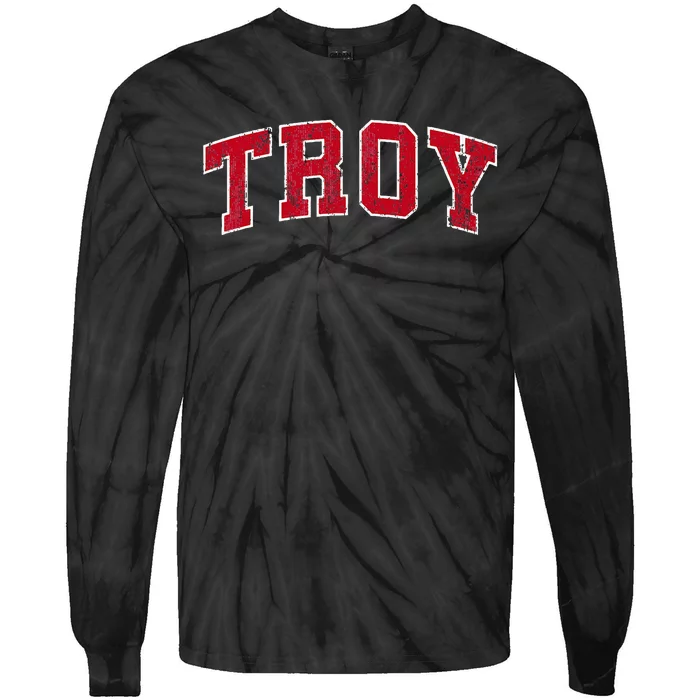 Troy Alabama Al Vintage Sports Design Red Design Tie-Dye Long Sleeve Shirt