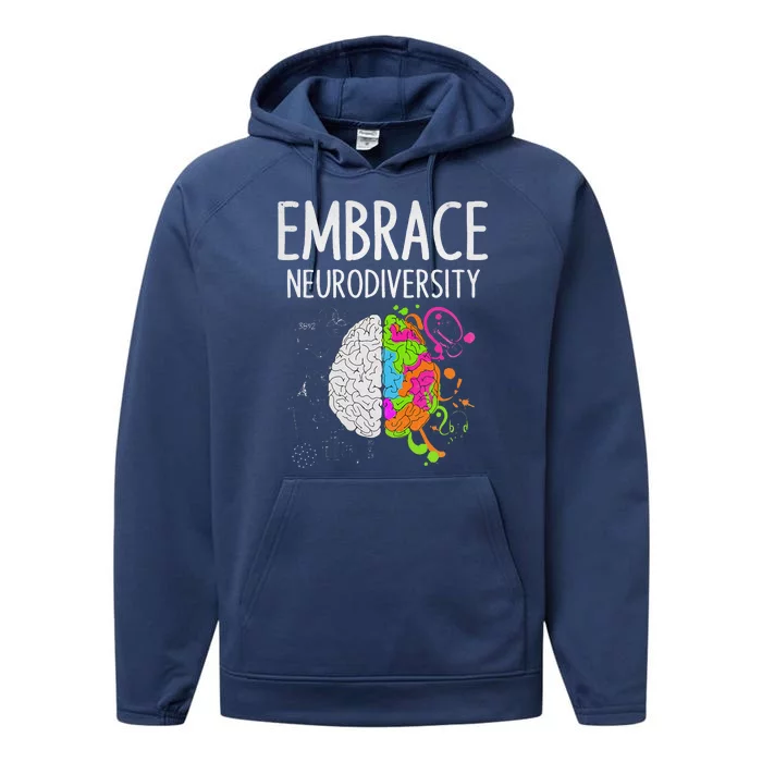 Teacher April Autism Awareness Embrace Neurodiversity Brain Performance Fleece Hoodie