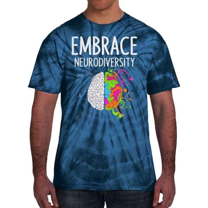 Teacher April Autism Awareness Embrace Neurodiversity Brain Tie-Dye T-Shirt