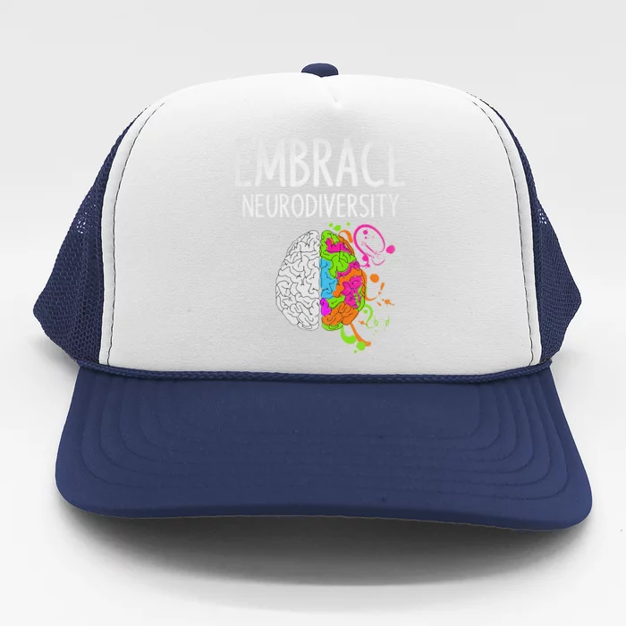 Teacher April Autism Awareness Embrace Neurodiversity Brain Trucker Hat