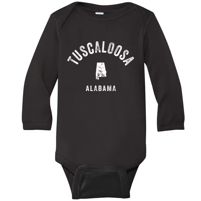 Tuscaloosa Alabama Al Vintage 70s Athletic Sports Design Baby Long Sleeve Bodysuit