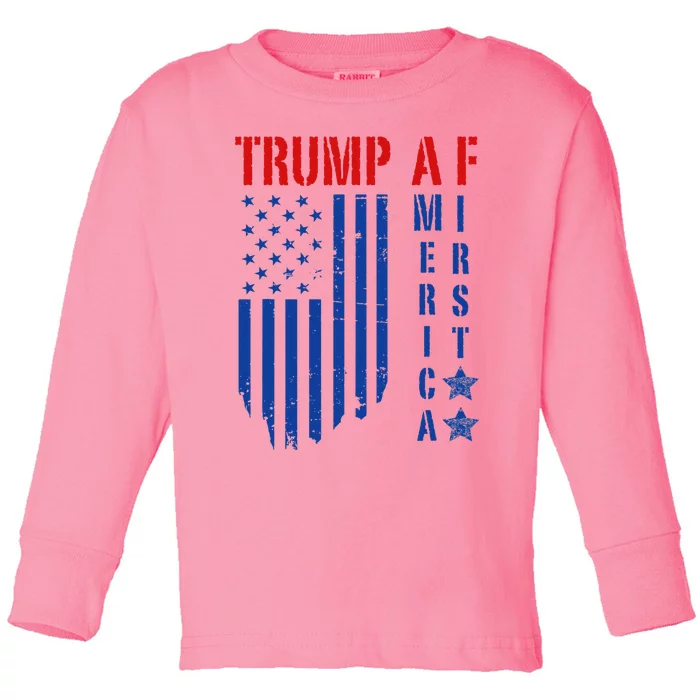 Trump Af America First Ultra Maga Design Toddler Long Sleeve Shirt