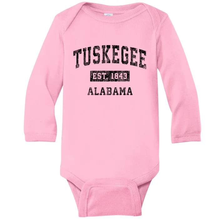 Tuskegee Alabama Al Vintage Established Sports Design Baby Long Sleeve Bodysuit