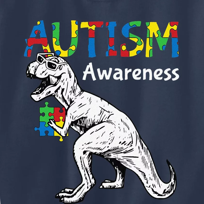 TRex Autism Awareness Cute Dinosaur Puzzle Piece Animal Kids Sweatshirt