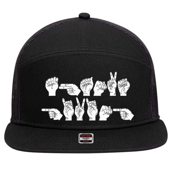 Thanksgiving ASL American Sign Language Cool Novelty Gifts 7 Panel Mesh Trucker Snapback Hat