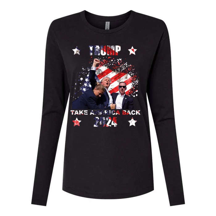 Trump Assassination Attempt Take America Back 2024 Womens Cotton Relaxed Long Sleeve T-Shirt